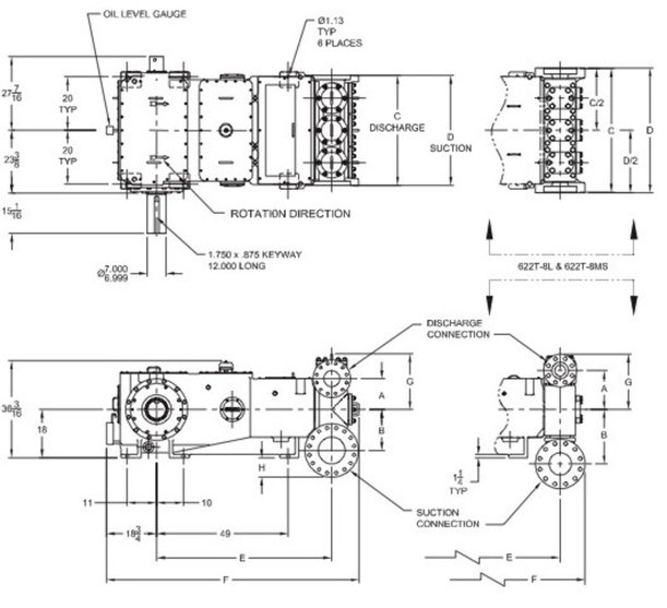 T600-7 (622T-8XL), Triplex, Plunger Pump