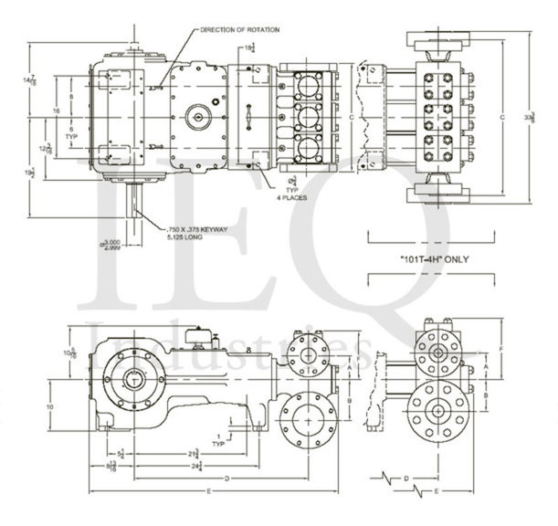 T100-4 (101T-4L), Triplex, Plunger Pump